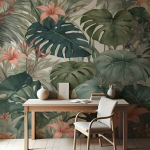 Wallpaper Mockup in Minimal Boho Study