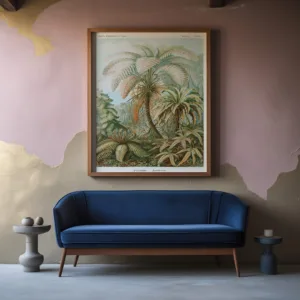 Wall Art Mockup – Royal Blue Couch, Gold & Pink Wall