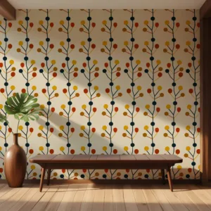 Wallpaper Mockup with Teak Bench